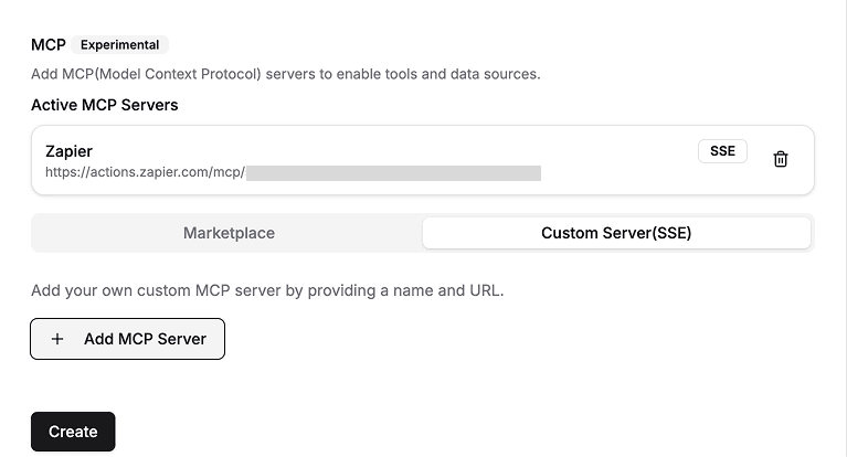 Zapier MCP Settings